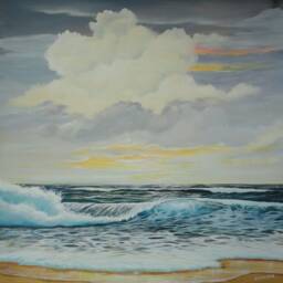 Seascape Oil On Board Artwork Custom Made Printed Window - Mar12 Roller Blind Regular Or Blackout Shading - thumbnail 3