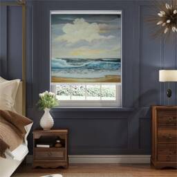 Seascape Oil On Board Artwork Custom Made Printed Window - Mar12 Roller Blind Regular Or Blackout Shading