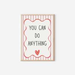 You Can Be Anything Pink Striped Girls Affirmation Wall Print For Bedroom Or Nursery - thumbnail 3