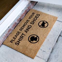 Please Remove Your Shirt & Shoes - Welcome Custom Coir Doormat Funny Home Decor New Gift - thumbnail 2