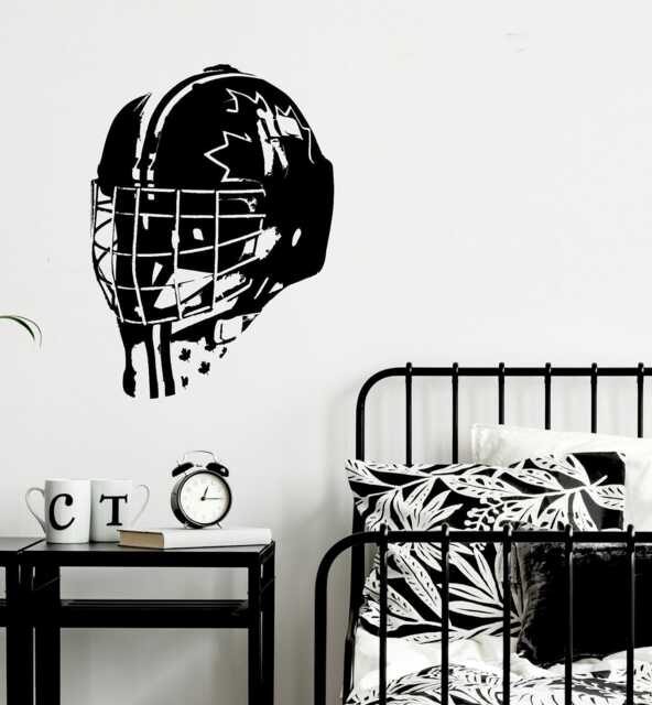 Hockey Decor - Goalie Mask Vinyl Decal Large Wall Art Canada Goaltender Mask Helmet Vinyl Sticker Man Cave Boy Bedroom Playroom - image 1