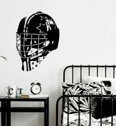 Hockey Decor - Goalie Mask Vinyl Decal Large Wall Art Canada Goaltender Mask Helmet Vinyl Sticker Man Cave Boy Bedroom Playroom