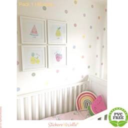 Pastel Polka Dot Wall Stickers Reusable Nursery Decor - thumbnail 3