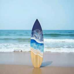 Surfboard Wall Resin Art Bar Decor, Wooden Hanging Art, Surfer Gift, Beach House New Home Gift - thumbnail 2