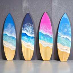 Surfboard Wall Resin Art Bar Decor, Wooden Hanging Art, Surfer Gift, Beach House New Home Gift - thumbnail 3