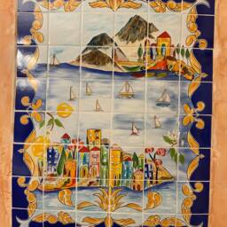 Kitchen Backsplash, Decorative Tile Mural, Bathroom Cobalt Blue Italian Hand Painted Wall Mural. Indoor Outdoor Porcelain Mural - thumbnail 2