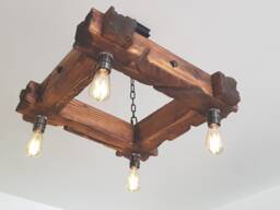 Handcrafted Wooden Beam Chandelier Rustic Farmhouse Lighting - thumbnail 1