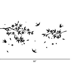 Bathroom Wall Decals Vinyl Art Natural Tree Branch With Flowers Sticker For Wallsby Decalisland - Sd 020 - thumbnail 3