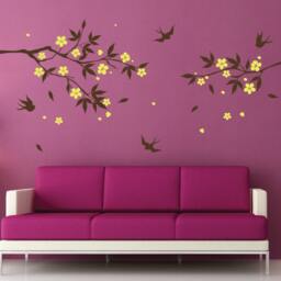Bathroom Wall Decals Vinyl Art Natural Tree Branch With Flowers Sticker For Wallsby Decalisland - Sd 020 - thumbnail 2