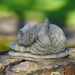 Washing Cat Stone Statue - Kitten Animal Outdoor Garden Ornament Decoration British Pet Gift - thumbnail 3
