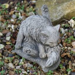 Washing Cat Stone Statue - Kitten Animal Outdoor Garden Ornament Decoration British Pet Gift - thumbnail 2