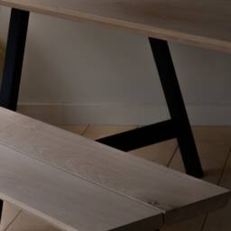 Konk ??? A Frame Bench [Metal Legs] Industrial Modern Oak Or Walnut Dining Seat, Minimalist Steel Base Hallway Seating, Side Table - thumbnail 4