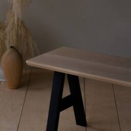 Konk ??? A Frame Bench [Metal Legs] Industrial Modern Oak Or Walnut Dining Seat, Minimalist Steel Base Hallway Seating, Side Table - thumbnail 3