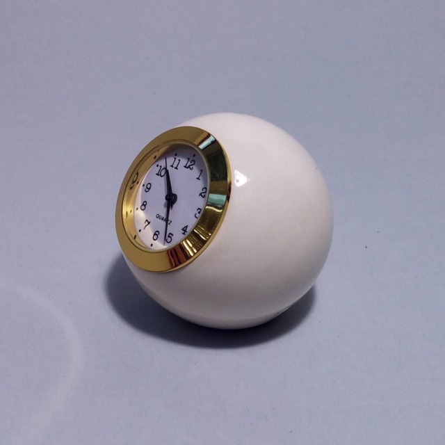 Retro Ball Clock Handmade White Ceramic Desk Decor - image 1