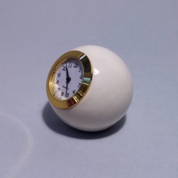 Retro Ball Clock Handmade White Ceramic Desk Decor
