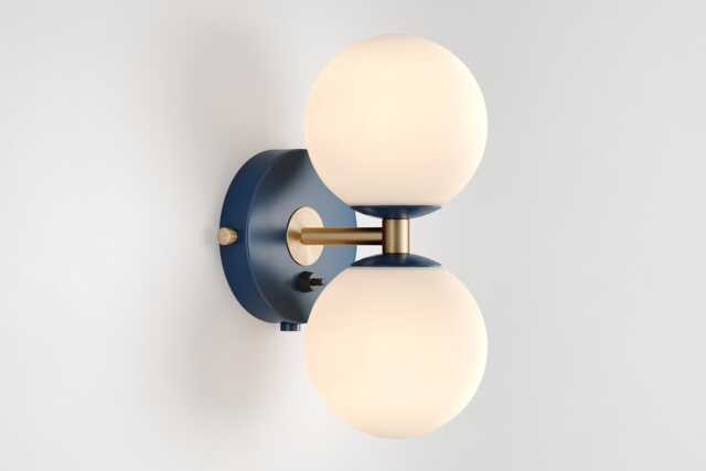 Mia Mid Century Modern Wall Sconce Navy Blue Sphere Milk Glass Globe Plafond Vanity Light Bedside Lamp Retro Fixture - image 1