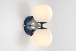 Mia Mid Century Modern Wall Sconce Navy Blue Sphere Milk Glass Globe Plafond Vanity Light Bedside Lamp Retro Fixture