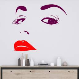 Woman Face Wall Decal Beauty Salon Lashes Art T19 - thumbnail 3