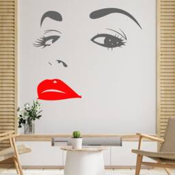 Woman Face Wall Decal Beauty Salon Lashes Art T19 - thumbnail 2
