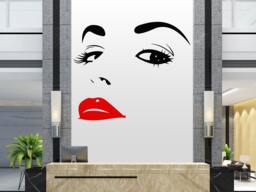 Woman Face Wall Decal Beauty Salon Lashes Art T19 - thumbnail 1