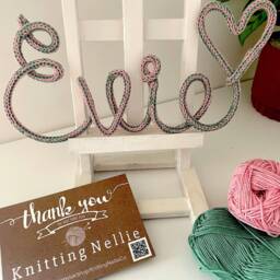 Knitted Cord Name Sign - Two Tone Rainbow Wire Word Wall Hanging Nursery Newborn Decor - thumbnail 2