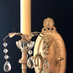 Made To Order Electric Wall Light Sconce Shabby Chic With Crystal Drops, Many Colors Choose From - thumbnail 3
