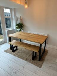 Dining Table - Wood Rustic & Benches Room Kitchen