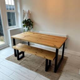 Dining Table - Wood Rustic & Benches Room Kitchen - thumbnail 3