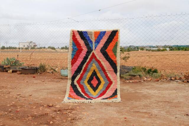 Custom Handmade Wool Berber Rug Colorful Geometric Moroccan Carpet - image 1