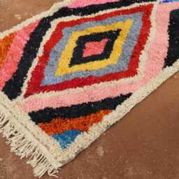 Custom Handmade Wool Berber Rug Colorful Geometric Moroccan Carpet - thumbnail 4