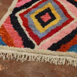 Custom Handmade Wool Berber Rug Colorful Geometric Moroccan Carpet - thumbnail 3