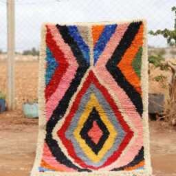 Custom Handmade Wool Berber Rug Colorful Geometric Moroccan Carpet - thumbnail 2