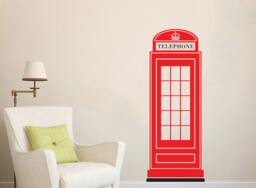 London Phone Booth Wall Decal, Box, Sticker - Available in Different Sizes & Colors - thumbnail 1