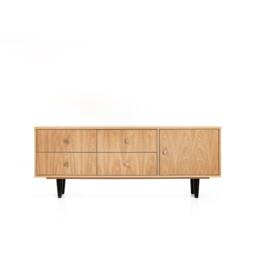 "Oak Sideboard, Tv Cabinet, Stand, Oak Veneer, 4 Drawers & Doors ""Veronica" - thumbnail 2