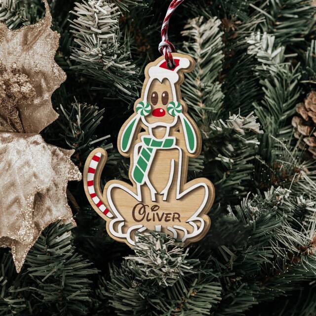 Custom Pluto Gingerbread Ornament, Baby First Christmas Family Members Name Ginger Cookie 2-Layer Wooden Ornament - image 1