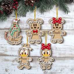 Custom Pluto Gingerbread Ornament, Baby First Christmas Family Members Name Ginger Cookie 2-Layer Wooden Ornament - thumbnail 2