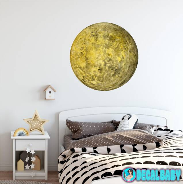 Planet Mercury Watercolor Wall Decal Sticker Solar System Mural Outer Space Art Removable Peel & Stick Fabric - image 1