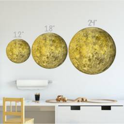 Planet Mercury Watercolor Wall Decal Sticker Solar System Mural Outer Space Art Removable Peel & Stick Fabric - thumbnail 2
