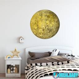 Planet Mercury Watercolor Wall Decal Sticker Solar System Mural Outer Space Art Removable Peel & Stick Fabric - thumbnail 1