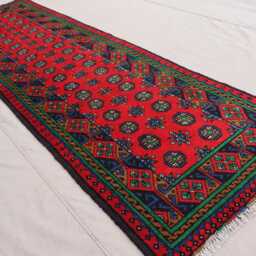 Multicolor Bukhara Runner Rug, 2'7x9'5 Ft Afghan Handmade Wool Plush Turkmen Traditional Natural Veg Dyes Kitchen - thumbnail 2