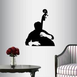 In-Style Decals Wall Vinyl Decal Art Sticker Silhouette Man Playing Cello Musician Music Band Musical Instrument Removable Mural Design 321 - thumbnail 1