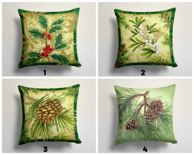 Pinecone Cushion Cover/Christmas Pillow Cover/New Year Gift Cover/Red Green New Decoration - image 1