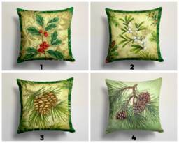Pinecone Cushion Cover/Christmas Pillow Cover/New Year Gift Cover/Red Green New Decoration - thumbnail 1