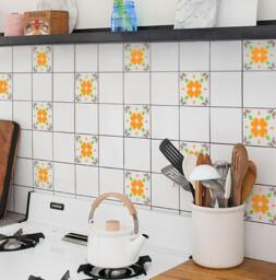 Floral Tile Decals - Custom Vinyl Art, Interior Decor - 4x4 Inches