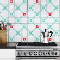 Floral Tile Decals - Custom Vinyl Art, Interior Decor - 4x4 Inches - thumbnail 3