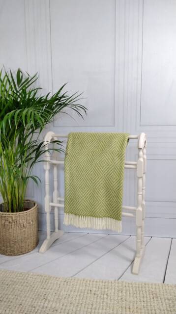 Green Fringed Throw Blanket Merino Wool - image 1