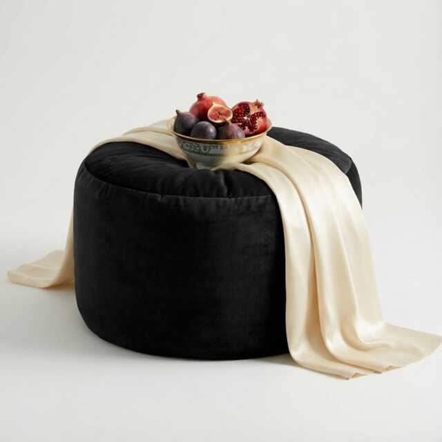 Plush Velvet Beanbag Ottoman Round Footstool Pouf - 7 Sizes - image 1