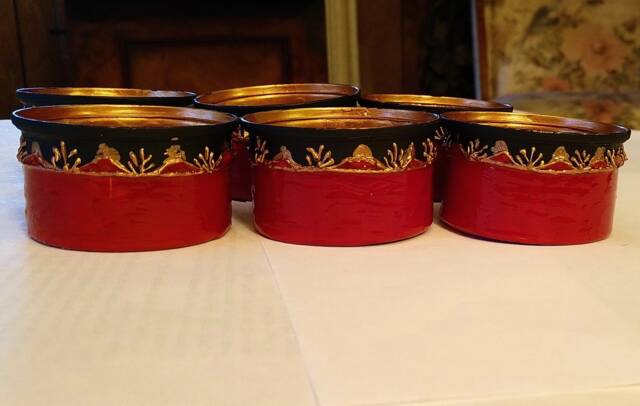 2 For 1 Bogo Indian Set Of 6 Red Black Tea Light Candle Holders - image 1