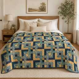 Golden Harvest Quilt Pattern - Cozy Fall Patchwork Throw - PDF Download - thumbnail 3