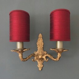 James Hare Orissa Silk Black Red - Handmade, Candle Clip Half Shield Lampshade For Wall Lights - thumbnail 1